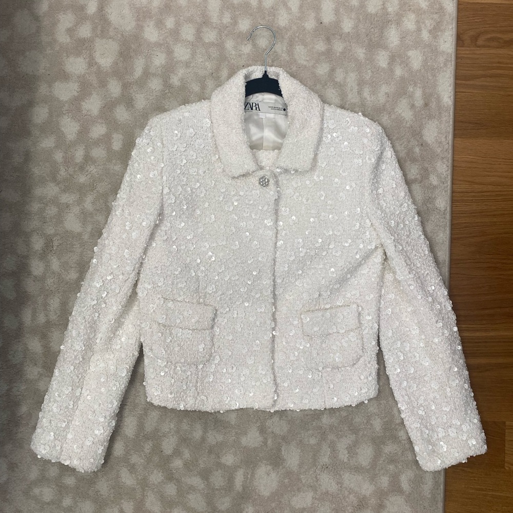 Never worn - NWT Zara two piece sequin set. Jacket and skirt.